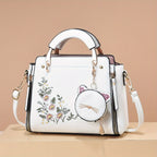 Letter Decor Hand Satchel Bag, Stylish Shoulder Zipper Bag With Mini Coin Purse, Crossbody Bag For Work