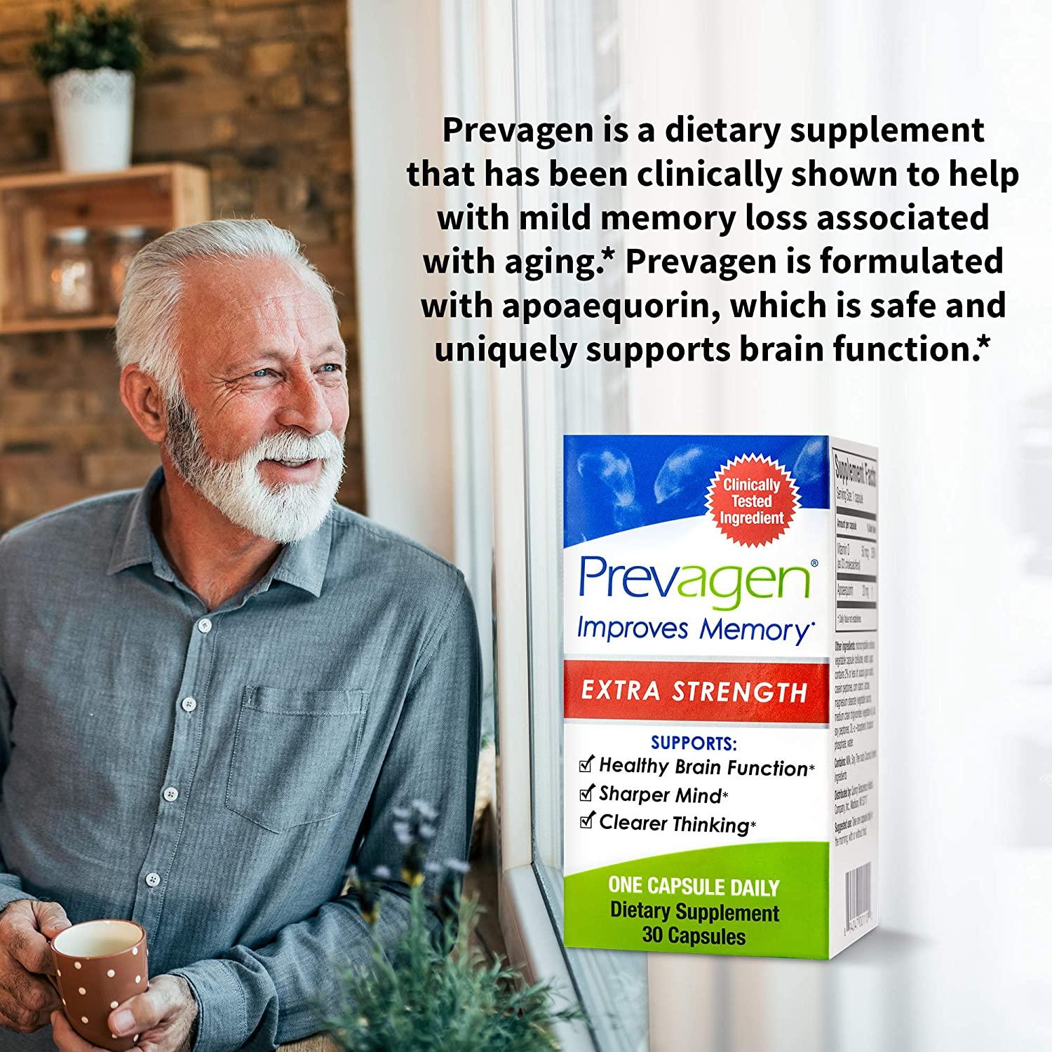 Prevagen Improves Memory - Extra Strength 20mg, 30 Capsules |3 Pack| with Apoaequorin & Vitamin D|Brain Supplement for Better Brain Health, Supports Healthy Brain Function & Clarity|Memory Supplement