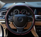 Car Steering Wheel Cover, Anti-Slip, Safety, Soft, Breathable, Heavy Duty, Thick, Full Surround, Sports Style (Black with Pink Line)