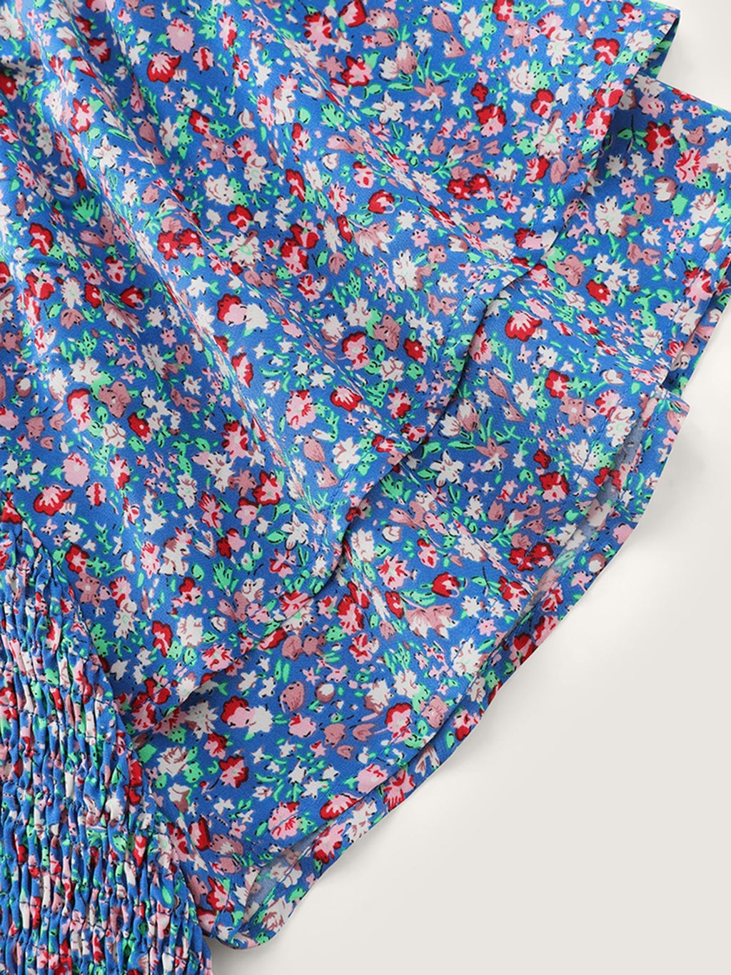 Micro Floral Print Shirred Jumpsuit