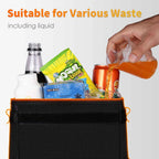 HOTOR Car Trash Can-2-Gallon, Foldable and Waterproof Car Accessory for Interior, Leakproof Car Organizer and Storage Bag, Multipurpose Bin with Adjustable Straps and Multiple Pockets (Black)
