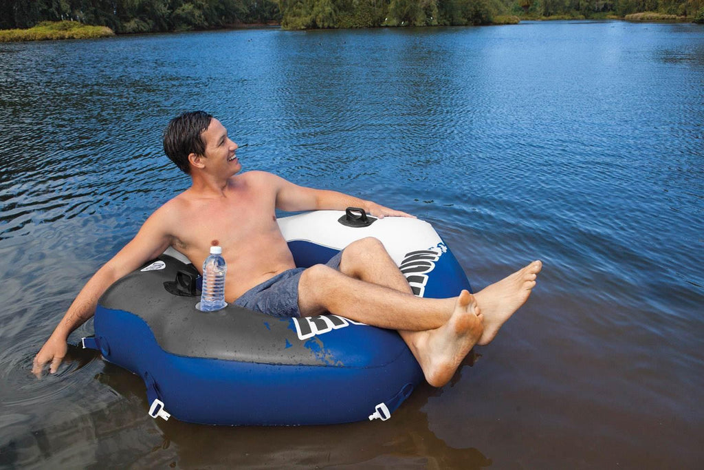 River Run Connect LounInflatable Floating Water Tube (6 Pack) &amp; Cooler