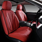 Coverado Leather Seat Covers Full Set, 5 Seats Universal Seat Covers for Cars, Waterproof Luxury Leatherette Seat Cushions, Front and Rear Seat Protectors, Auto Seat Covers Fit for Most Vehicles Red