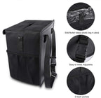 PowerTiger CAR ACCESSORIES Hanging Car Trash Can Bin - Car Garbage Cans Bag with Lid &amp; 3 Mesh Storage Pockets 2.64 Gallon