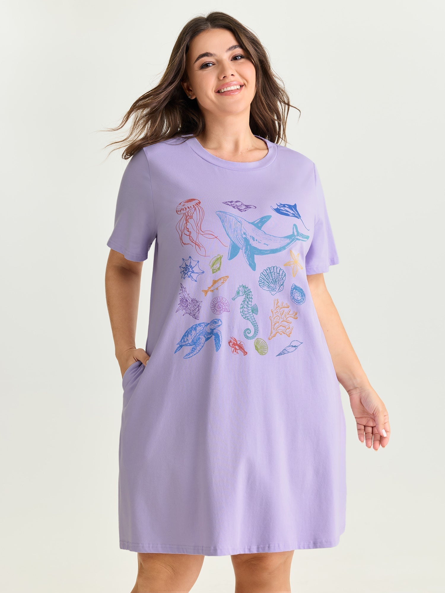 Cotton Ocean Elements Stretchy Lounge Dress