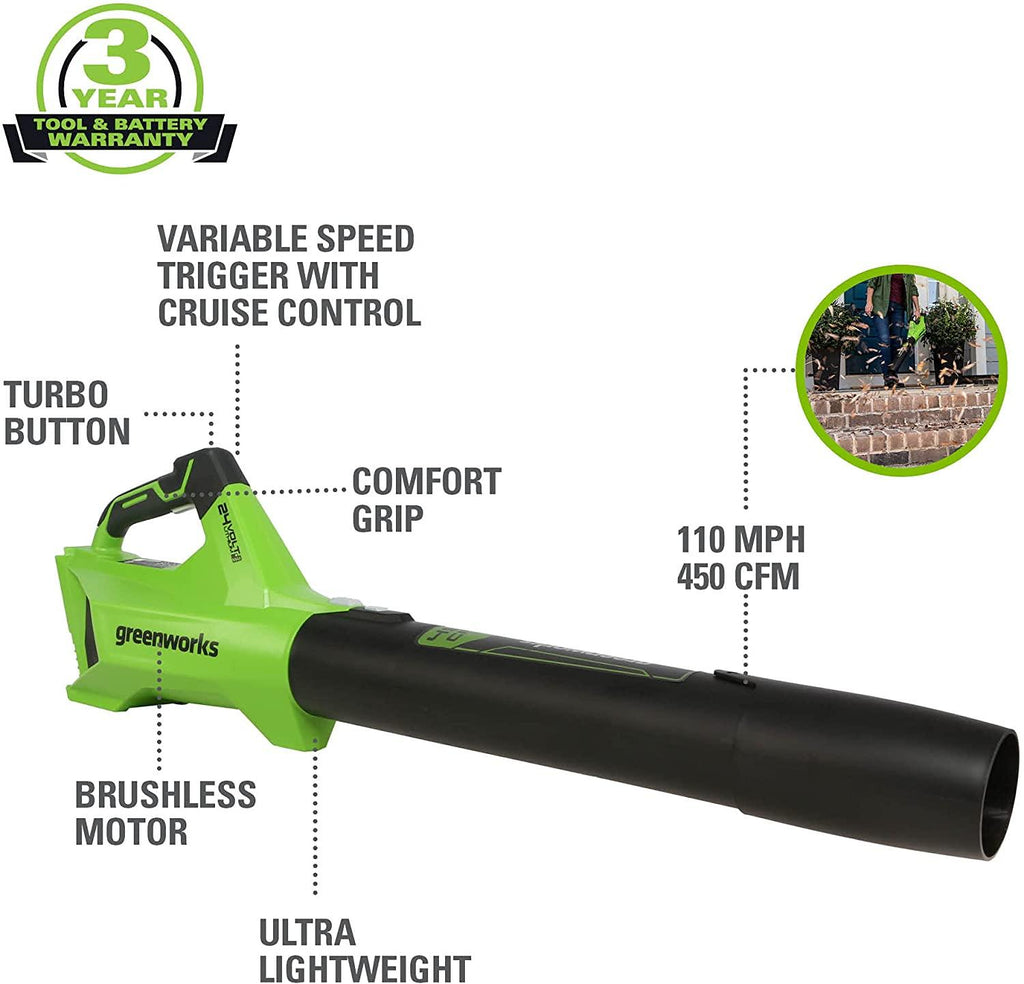 Greenworks 48V 20" Brushless Cordless Electric Lawn Mower, Leaf Blower, String Trimmer, (2) 4.0Ah Batteries and Rapid Charger