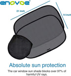 Enovoe Car Window Shade for Baby - (4 Pack) - Medium - 19" x 12" - Cling Car Sun Shade for Windows - Sun, Glare and UV Rays Protection for Your Child - Car Window Shades for Side Window