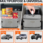 HOTOR Car Trash Can, 3-Gallon Ultra-Large Car Garbage Can, 100% Leakproof &amp; Waterproof Trash Can for Car, Multipurpose Car Trash Bin with Adjustable Straps, Magnetic Buckles, Mesh Pockets (Gray)