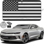 Autoamerics 1-Piece Windshield Sun Shade B&amp;W American Flag USA Patriotic  - Foldable Car Front Window Sunshade for Most Sedans SUV Truck - Blocks Max UV Rays and Keeps Your Vehicle Cool - Small