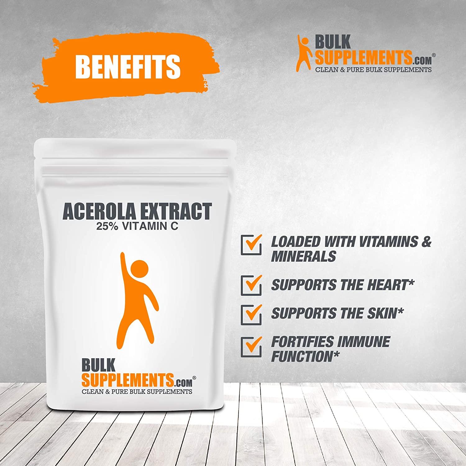 BulkSupplements.com Acerola Cherry Extract (25% Vitamin C) - Vitamin C Plant Based - Vitamin C - Acerola Cherry Powder (5 Kilogram - 11 lbs)