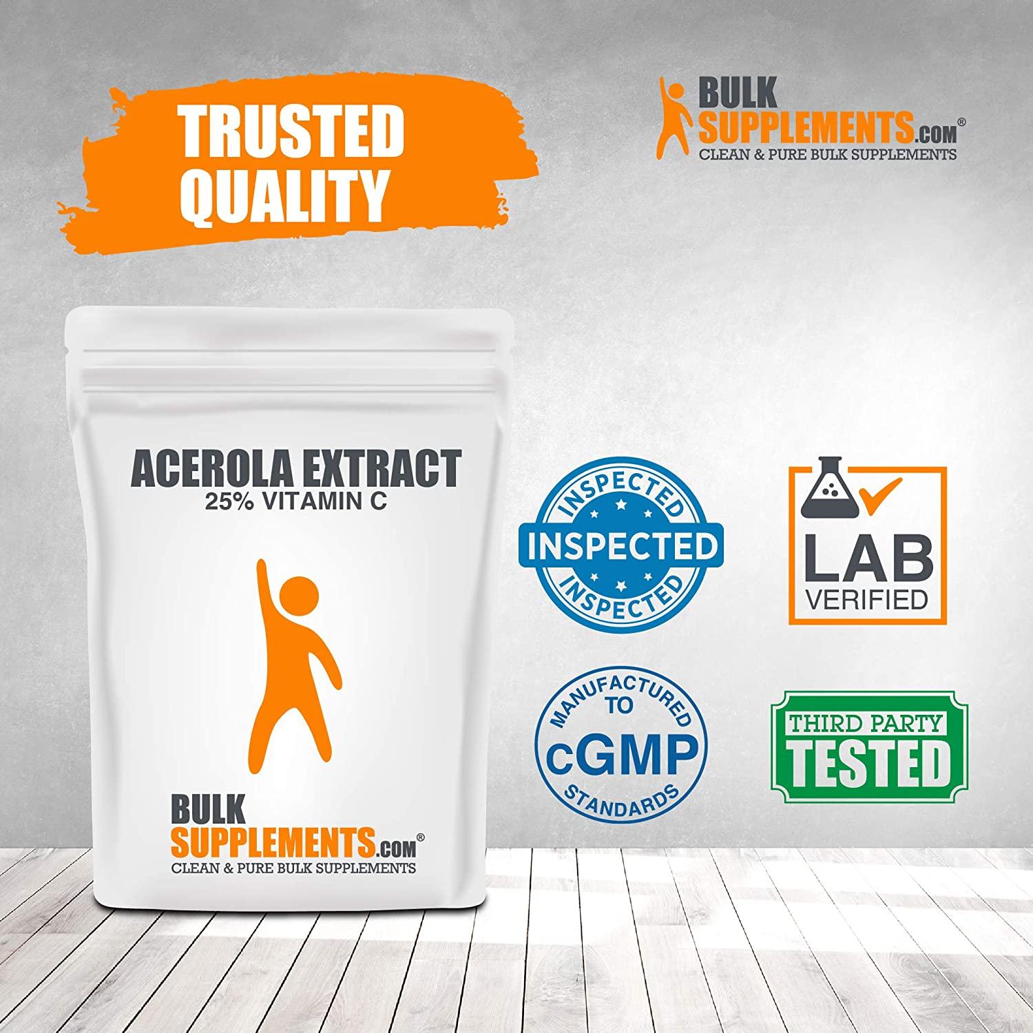 BulkSupplements.com Acerola Cherry Extract (25% Vitamin C) - Vitamin C Plant Based - Vitamin C - Acerola Cherry Powder (5 Kilogram - 11 lbs)