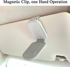 KIWEN Sunglasses Holders for Car Sun Visor, Magnetic Leather Glasses Eyeglass Hanger Clip for Car, Ticket Business Card Clip Eyeglasses Mount Car Visor Accessories (Grey)