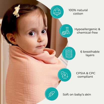 Baby Muslin Swaddle Blanket & Muslin Lovey Set – Soft Breathable 100% Cotton Muslin Security Blanket – Lovies for Babies, Boys & Girls – Perfect Set for Newborn