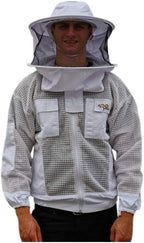 OZ ARMOUR Beekeeping Ventilated Jacket Ultra Cool 3 Layers Mesh with 2 Hoods Fencing and Round Brim Hat (XXXX-Large)