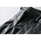 pleated leather mini skirt with belt