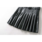 pleated leather mini skirt with belt