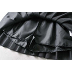 pleated leather mini skirt with belt