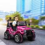LEADZM LZ-11 Electric Car Child Jeep,Ride on Car for Kid,Double Drive with 2.4G Remote Control,12V 7AH Rechargeable Battery,LED Car Headlights-Pink