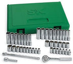 SK Hand Tool 91844 Socket Set - 44 Piece Metric Assortments, Corrosion Resistant, Heavy Duty Fractional Units. Individual Drive Sockets