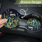 Nipichsha Car Cup Holder Coasters, Car Coasters for Cup Holders, 2 Pack Universal Anti Slip Insert Coasters, Rubber Car Cup Mat with A Finger Notch, Cute Car Interior Accessories for Women(Dandelion)