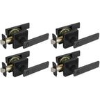 WestMatte Black Bed and Bath Door Lever with Square Rose (4-Pack)