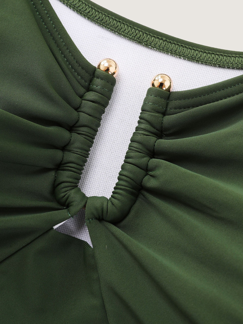 Keyhole Ruched Bodice Fit And Flare Swim Top