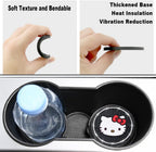 2PCS Car Cup Holders Coasters Hello Kitty,Black Silicone Anti-Slip Car Drink Coasters for Women Girls, Car Cup Pads, 2.75 Inch