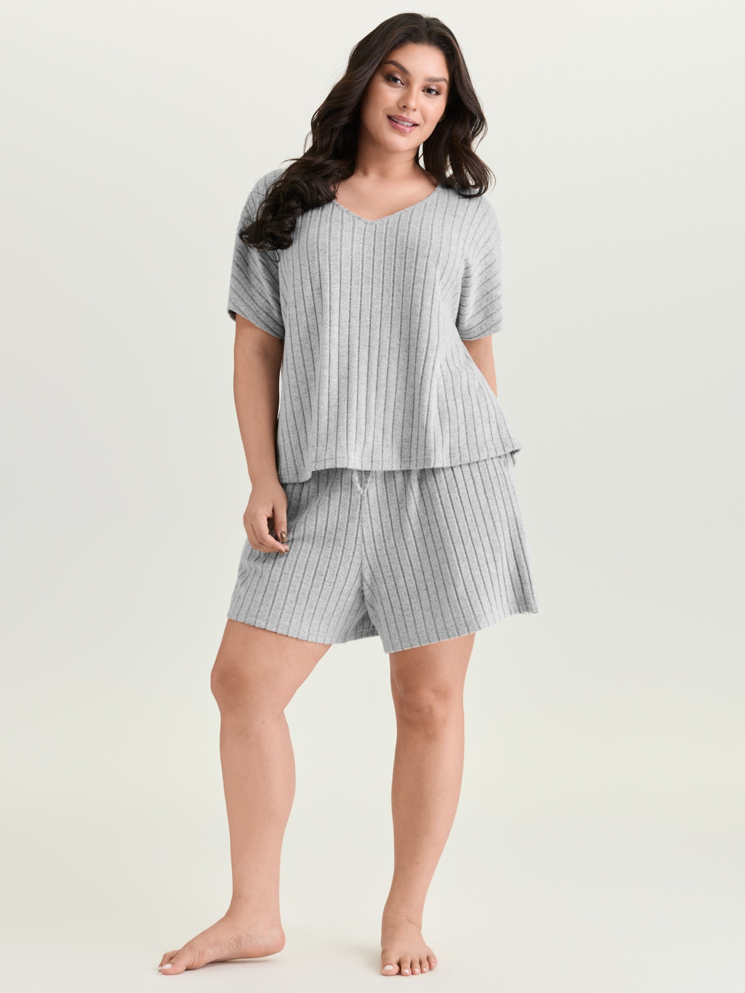Stretchy-Fit Ribbed Texture Lounge Set