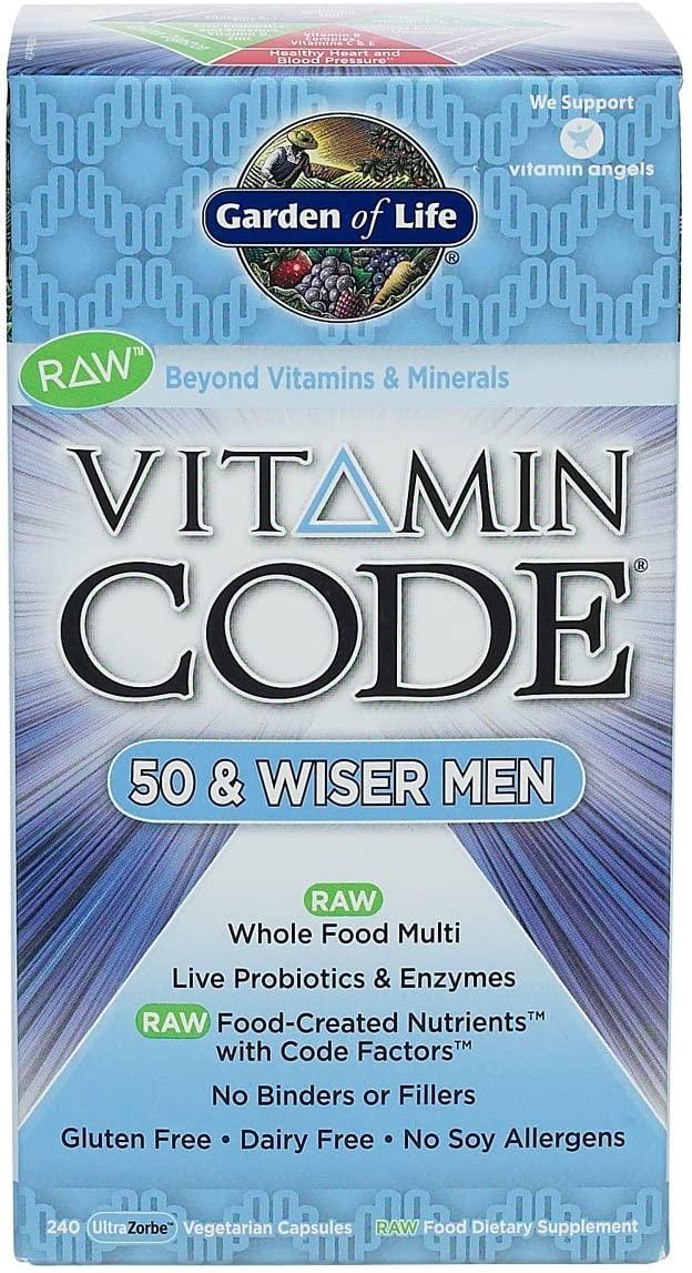 Garden of Life Vitamin Code Raw 50 and Wiser Men's Multivitamin, 240 Capsules (Pack of 3)