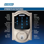 Camelot Satin Nickel Connect Z-Wave Plus Smart Deadbolt and Camelot Handleset with Accent Lever with Camelot Trim