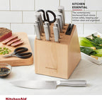 KitchenAid Gourmet 14-piece Forged Stainless Steel Block Set with Built-in Knife Sharpener, Natural