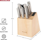 KitchenAid Gourmet 14-piece Forged Stainless Steel Block Set with Built-in Knife Sharpener, Natural