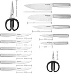 KitchenAid Gourmet 14-piece Forged Stainless Steel Block Set with Built-in Knife Sharpener, Natural