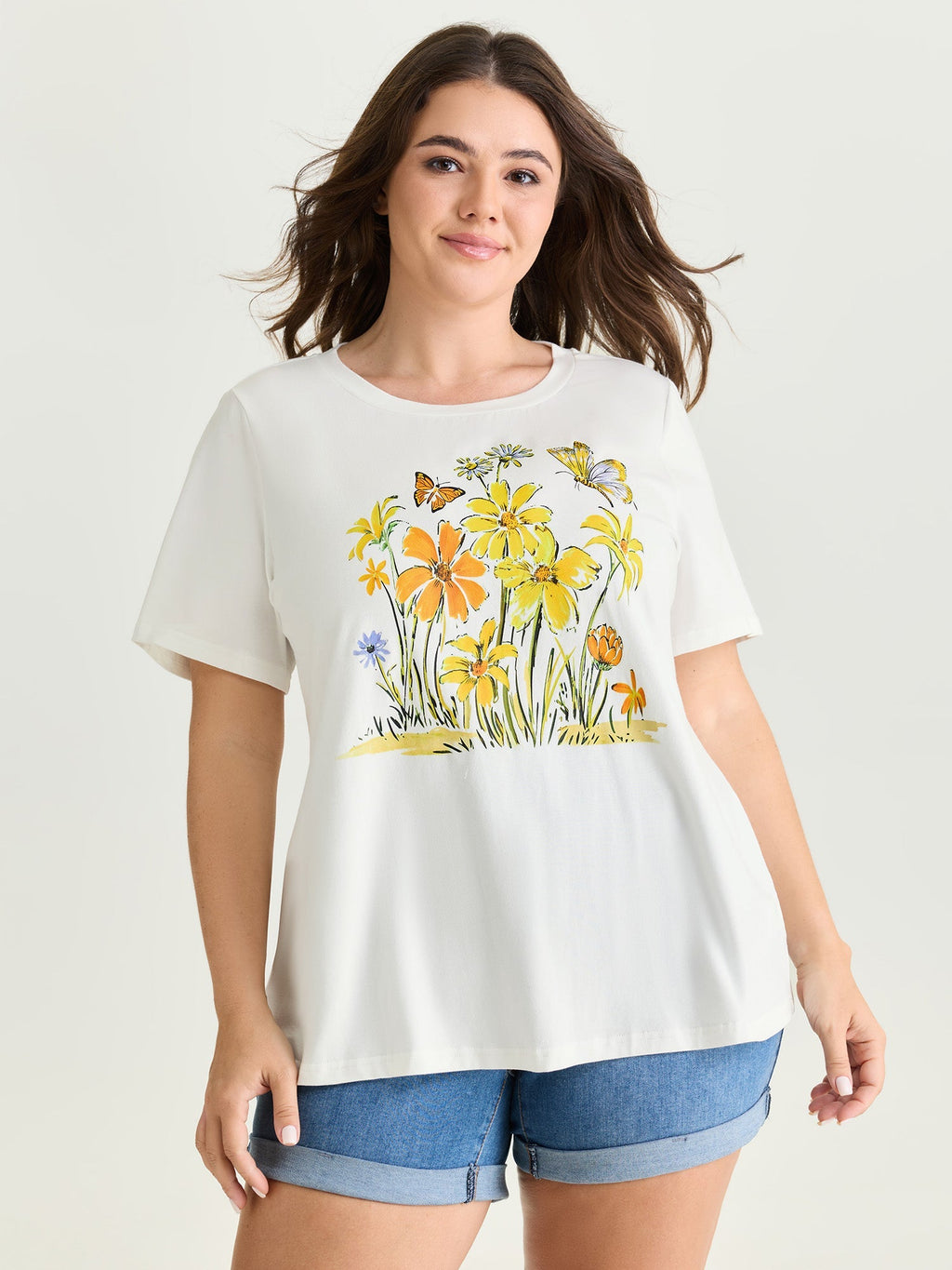 Cotton Sunkissed Floral Print T-Shirt