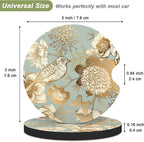 Nipichsha Car Cup Holder Coasters, Car Coasters for Cup Holders, 2 Pack Anti Slip Insert Coasters, Rubber Car Cup Mat with A Finger Notch, Cute Car Interior Accessories for Women Men(Birdsong Floral)