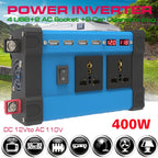 400W Power Inverter: DC 12V to AC 110V with 2 Universal Sockets, 4 USB Chargers &amp; LED Display