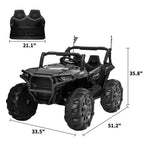 12V Kids Ride On Truck Car Toys, Power Wheel Car with Parent Remote for Kids 4-8, Two Seater Ride On Cars for Kids Black