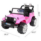 UBesGoo Ride-On Car Electric Car with 12V 7AH Battery Children Car Small Jeep Dual Drive and 2.4G Remote Control Pink