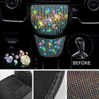 7Pcs Car Decoration Kit, Car Accessories, Car Steering Wheel Covers Set For Women, Bling White Artificial Diamond,  Center Console Cover Pad