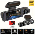 Dash Camera Front And Inside With 32G SD Card, 3.16inch Dash Cam 1080P, G Sensor High Definition Night Vision Loop Recording Wide Angle Car DVR