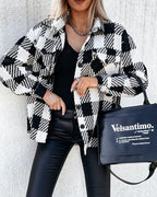 casual plaid/houndstooth coat with pockets