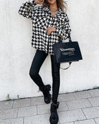 casual plaid/houndstooth coat with pockets