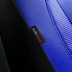 Flying Banner car seat Covers Protects Water Proof Faux Leather Carbon Fiber Fronts Rear Bench Covers (Blue Blue, Full Set - 8PCS)