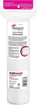 Swisspers Premium Exfoliating Rounds, 2 Distinct Raised Textured Surface, Cotton Facial Pads, 80 Count Re-closable Bag