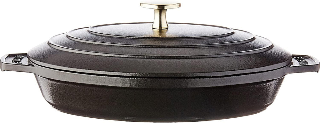 Staub Cast Iron 9-inch x 6.6-inch Oval Covered Baking Dish - Matte Black, Made in France