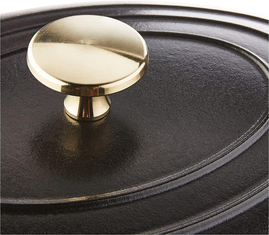 Staub Cast Iron 9-inch x 6.6-inch Oval Covered Baking Dish - Matte Black, Made in France