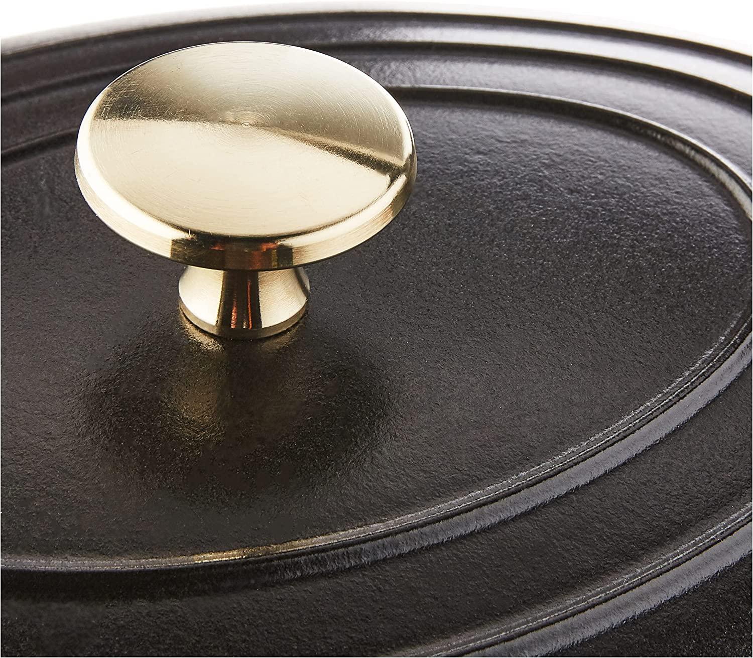 Staub Cast Iron 9-inch x 6.6-inch Oval Covered Baking Dish - Matte Black, Made in France