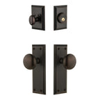 Fifth Avenue Plate 2-3/4 in. Backset Timeless Bronze Fifth Avenue Door Knob with Single Cylinder Deadbolt