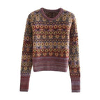 jacquard cropped knitted sweater