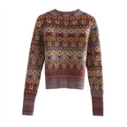 jacquard cropped knitted sweater
